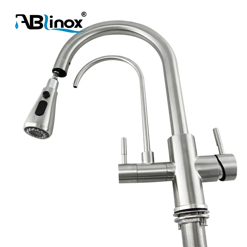 Stainless Steel pull out and 3 way faucet