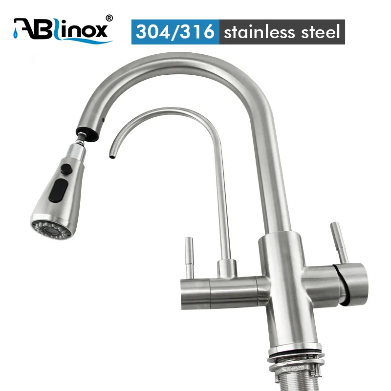 Stainless Steel pull out and 3 way faucet