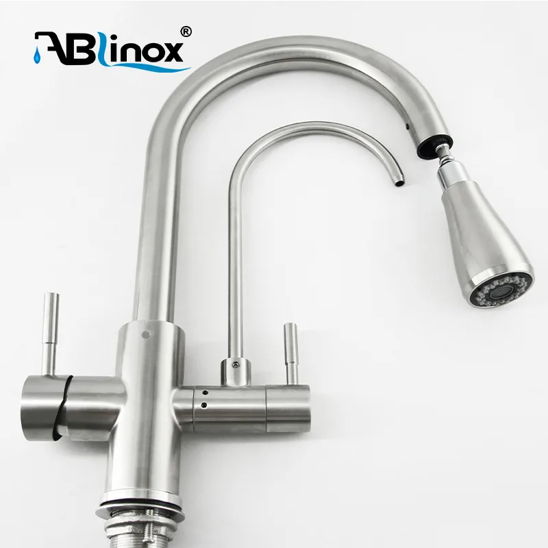 Stainless Steel pull out and 3 way faucet