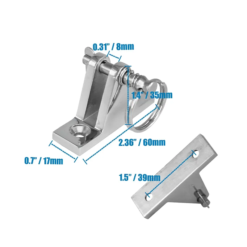 Stainless Steel Bimini Top Deck Hinge Hardware with Pin and Ring