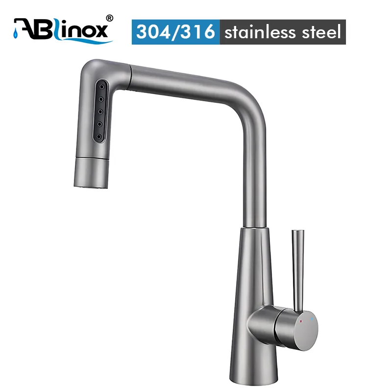 Stainless Steel 5 spray modes pull-out kitchen faucet