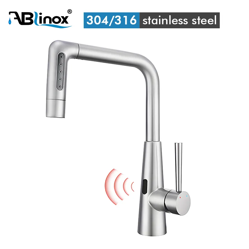 Infrared sensing stainless steel Pull-out kitchen faucet