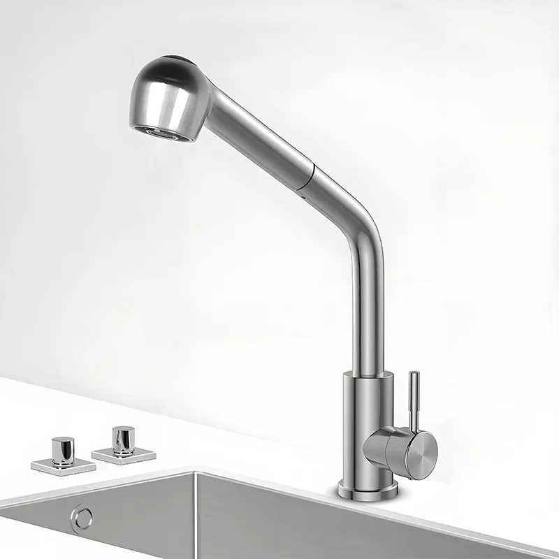 Stainless Steel Single Handle Pull-out Kitchen Faucet