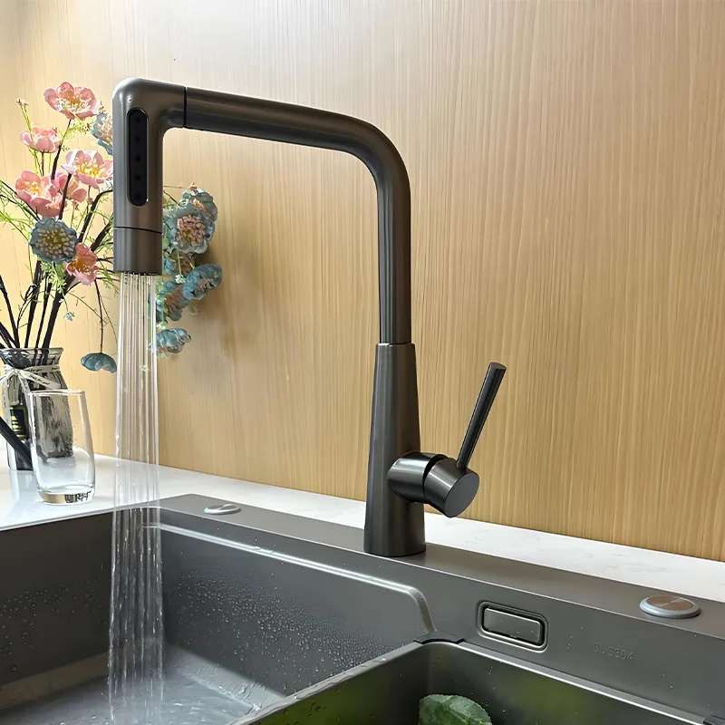 Stainless Steel 5 spray modes pull-out kitchen faucet