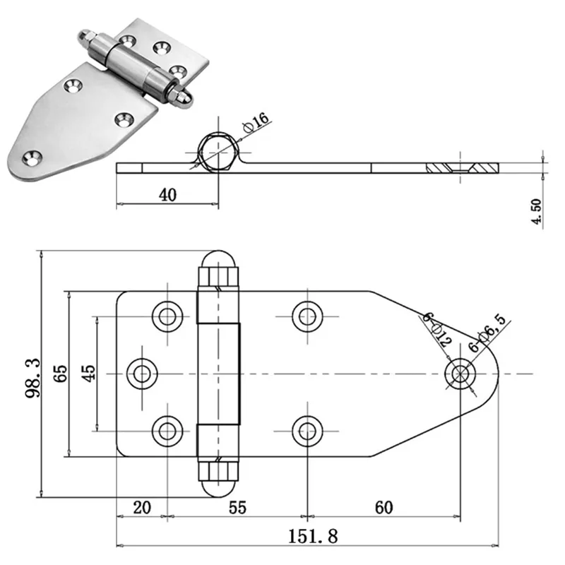 304 Stainless Steel Heavy Industrial Hinge 304 Stainless Steel Heavy Industrial Hinge