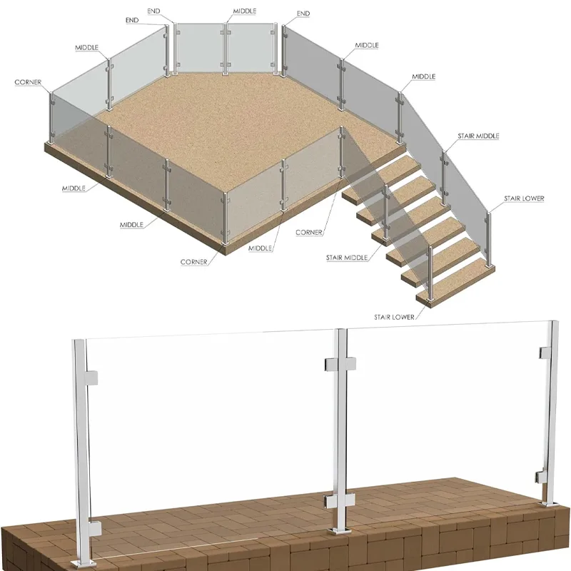Stainless Steel Glass Stair Railing Post System Stainless Steel Glass Stair Railing Post System