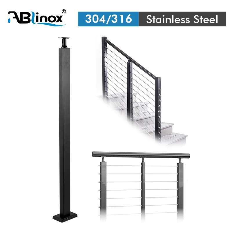 Stainless Steel Black Stair Cable Railing Post Stainless Steel Black Stair Cable Railing Post
