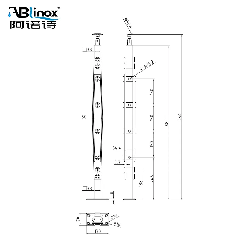 Stainless steel balustrades,glass columns,balustrine supports can be used to create fences or staircases Stainless steel balustrades,glass columns,balustrine supports can be used to create fences or staircases